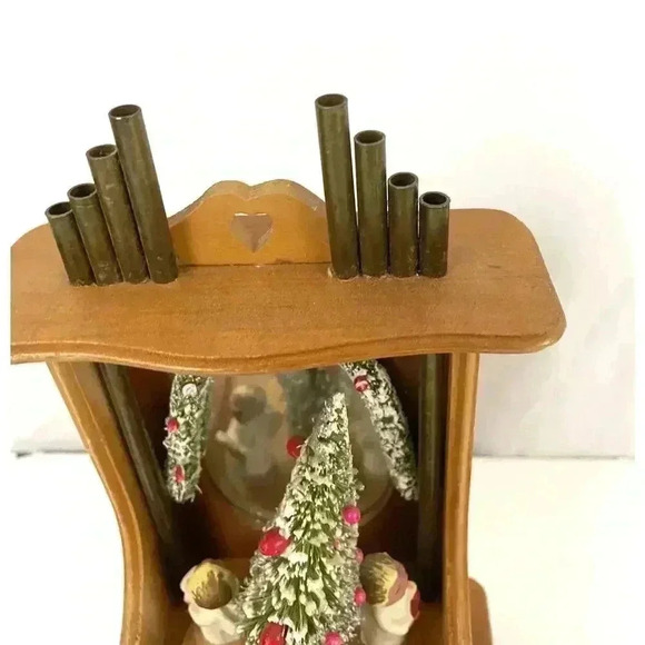 VTG Enesco Rotating Christmas Angels SILENT NIGHT Wooden Display with Drawer - Picture 7 of 12